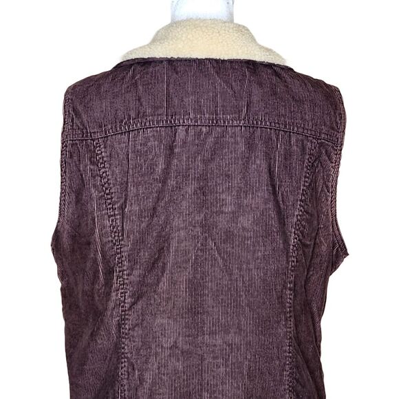 L.L. Bean Vintage Brown Corduroy Sherpa Lined Vest Pockets Women's Large Y2K - Picture 6 of 12